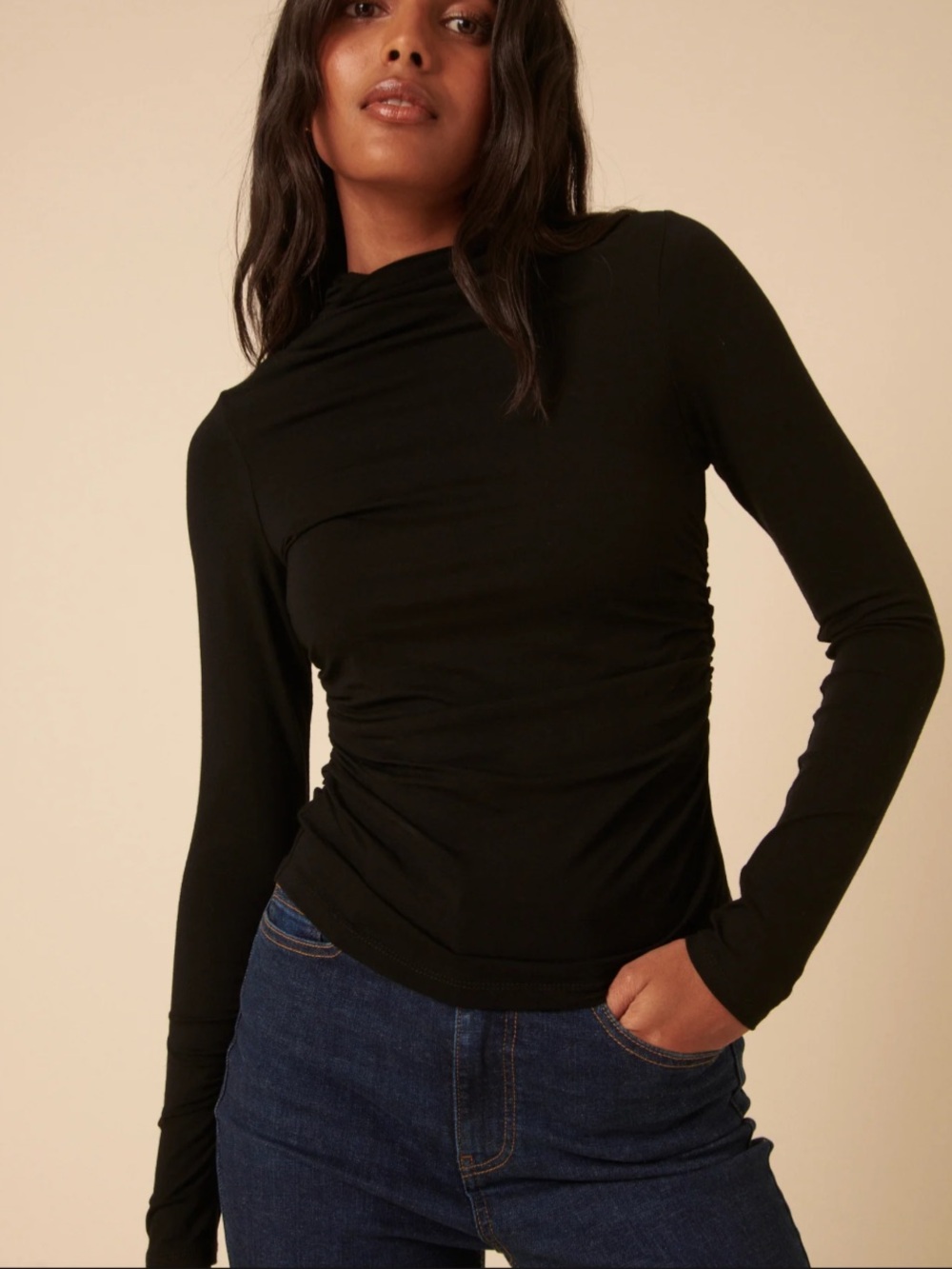 Modern Citizen Black Long-Sleeve Slim Fit Top